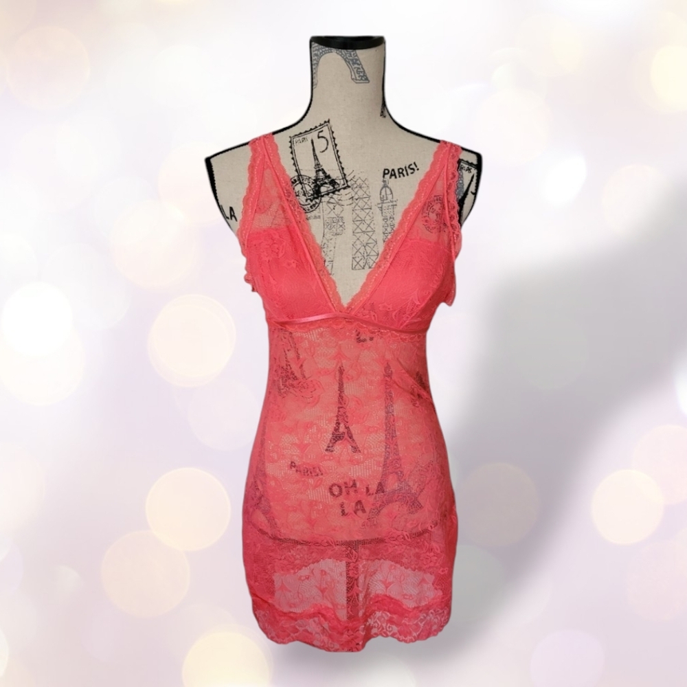 Coralpink lace babydoll Dress Sz M